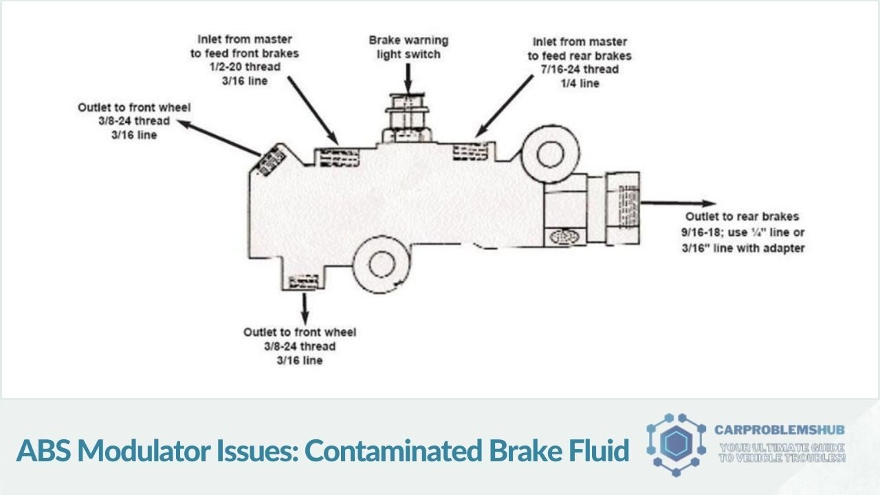 Problems arising from contaminated brake fluid affecting the ABS modulator.