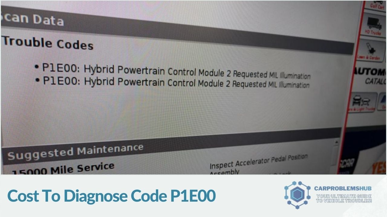 A general guide on the typical cost range for diagnosing the P1E00 code in vehicles.